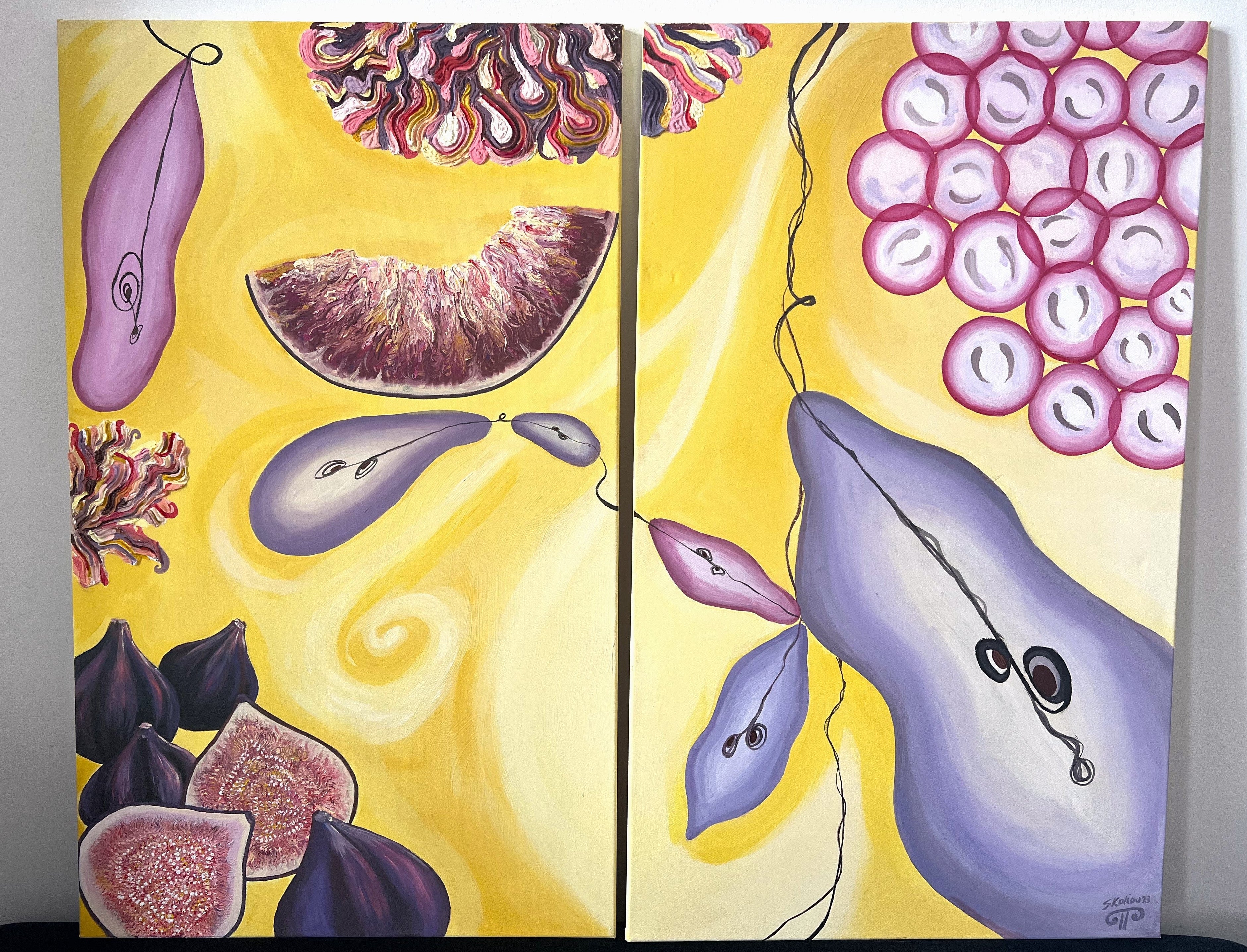 Fruit Notes - Diptych Painting