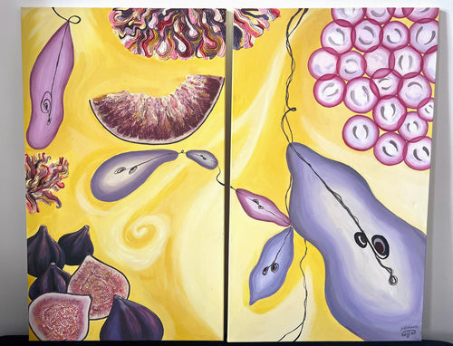Fruit Notes - Diptych Painting