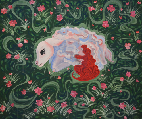 The Girl and the Lamb - Original Painting